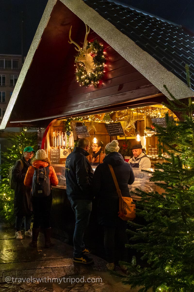 Food stall at a Christmas market in Cologne