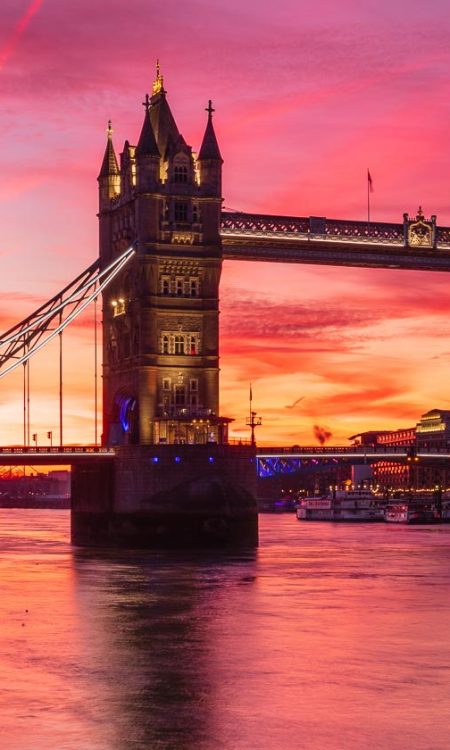 Tower Bridge at Sunrise From Tower Wharf