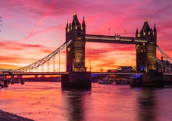 Tower Bridge at Sunrise From Tower Wharf