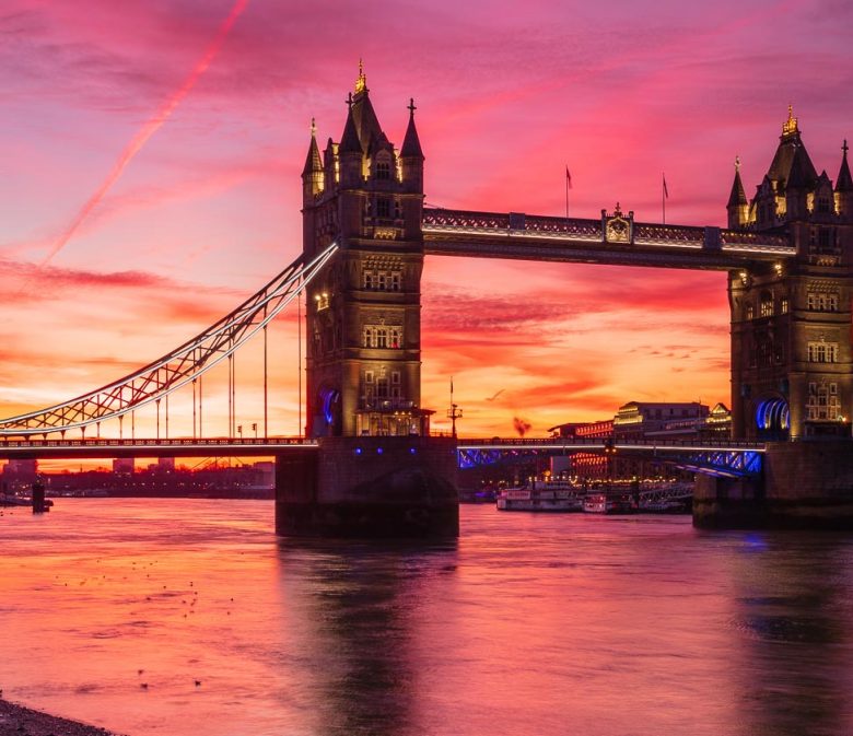 Tower Bridge at Sunrise From Tower Wharf