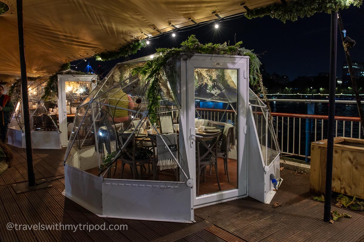 Snow globe pod at Fire and Fromage, Southbank Christmas Market