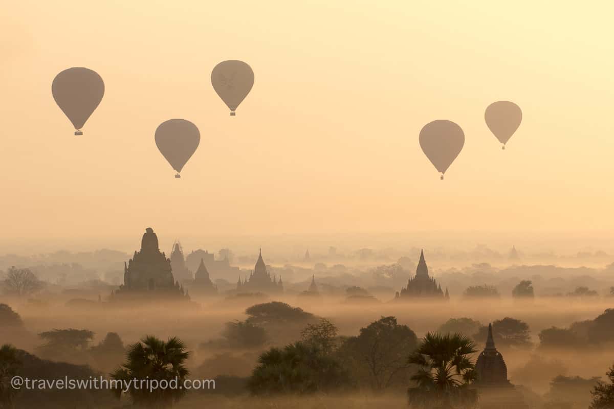 Hot Air Balloons at Dawn Over Bagan
