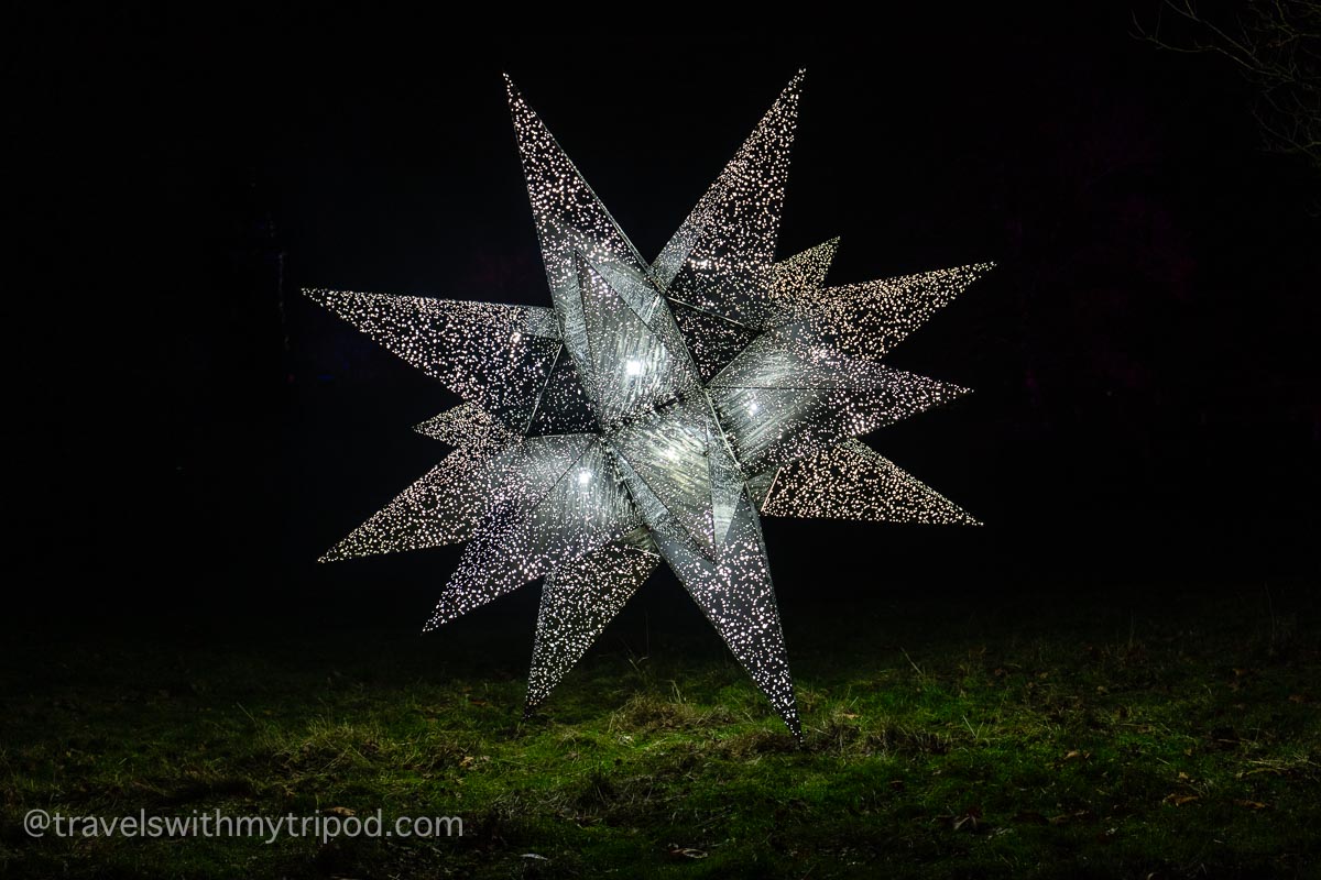 A large illuminated star at Christmas at Wimpole