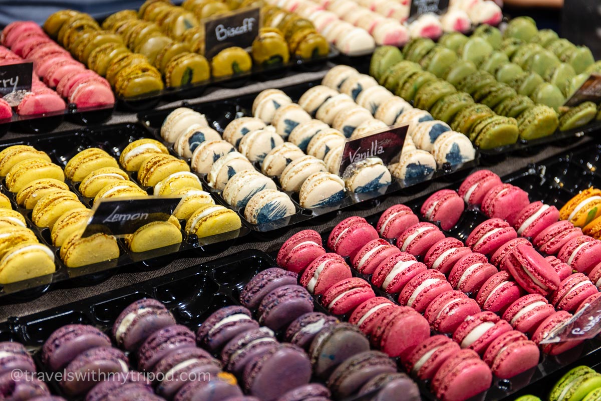 Macarons for sale at a Christmas market