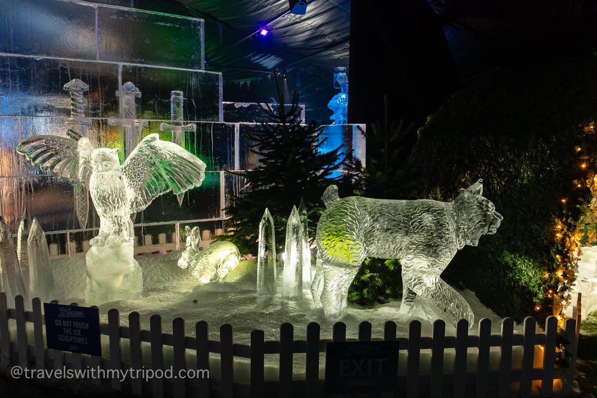 Ice sculptures in the Magical Ice Kingdom at Winter Wonderland