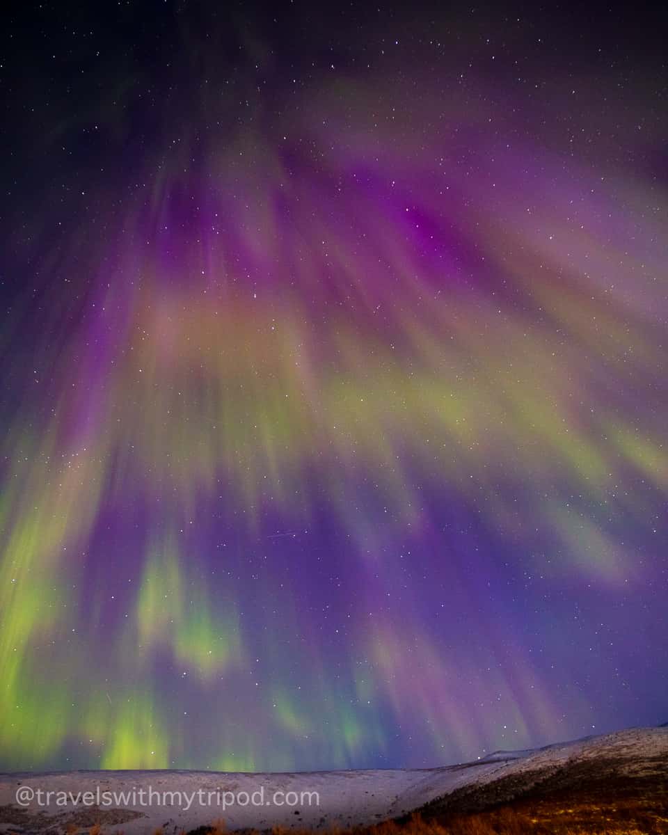 Purple Northern Lights in Iceland