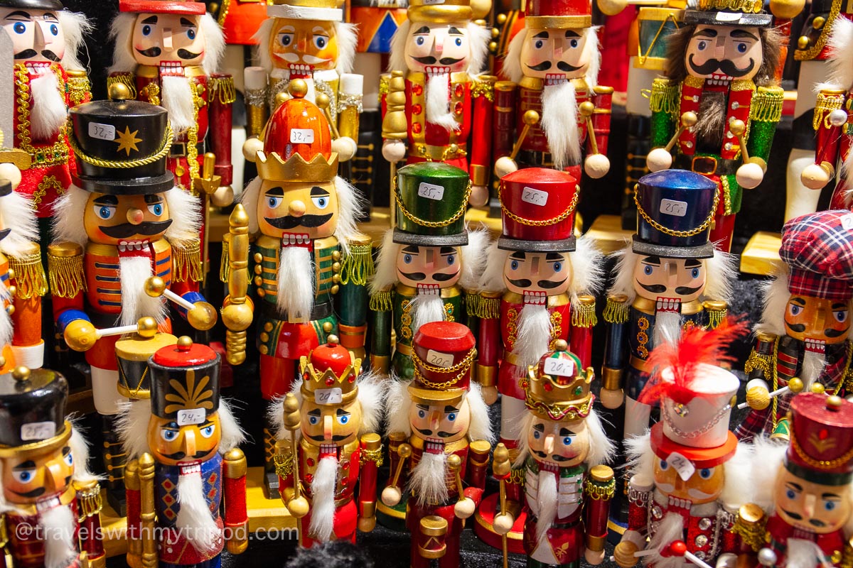 Nutcracker Christmas decorations for sale at a Christmas market in Cologne