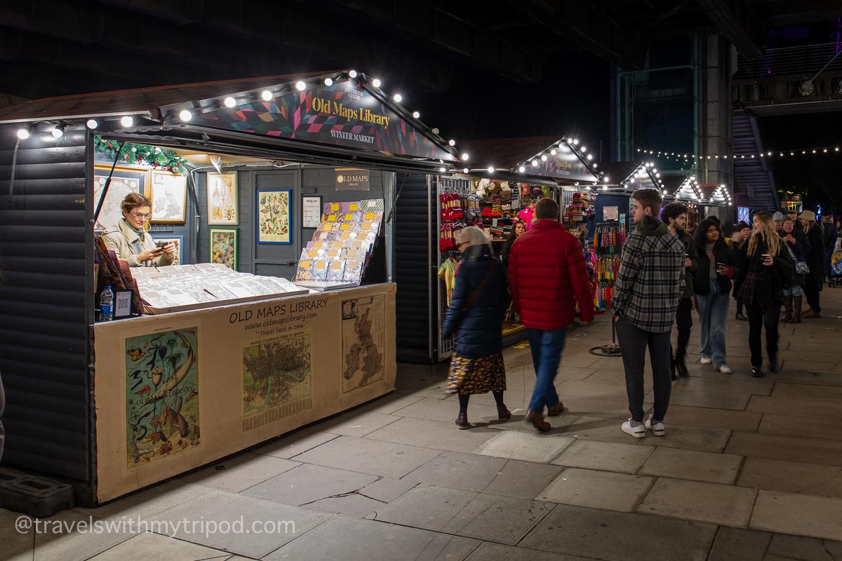 Stalls at Southbank Christmas Market