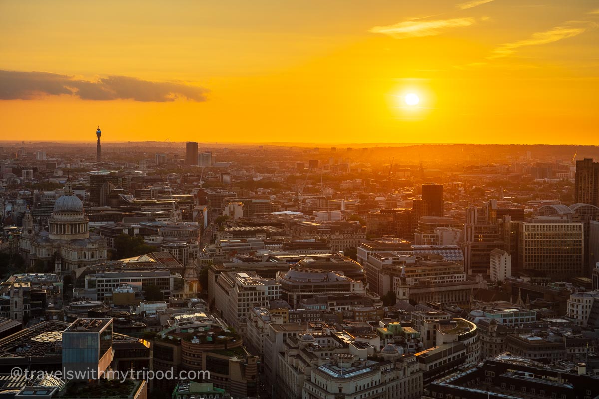 Sunset view over London from the Sky Garden