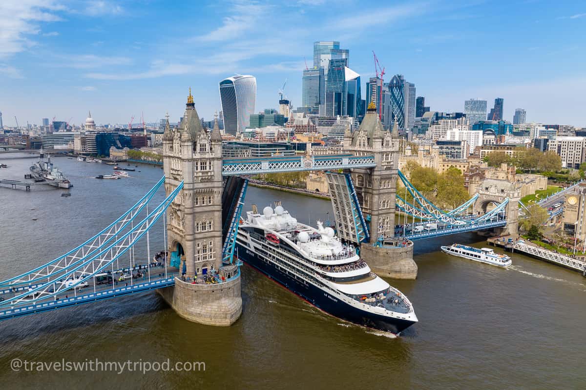 Cruise Ship Passes Through Tower Bridge